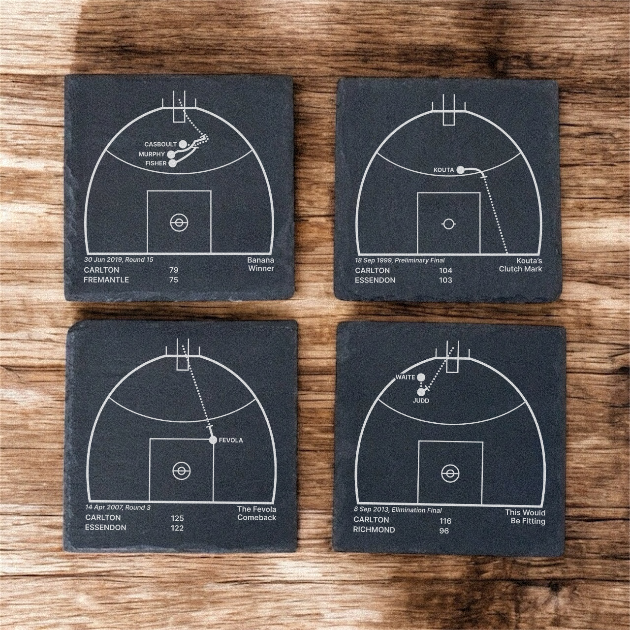 Carlton Blues Greatest Plays – Slate Coasters (Set of 4)