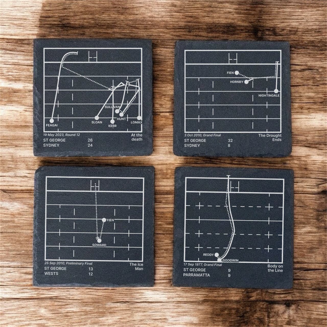 St George Illawarra Dragons Greatest Plays – Slate Coasters (Set of 4)