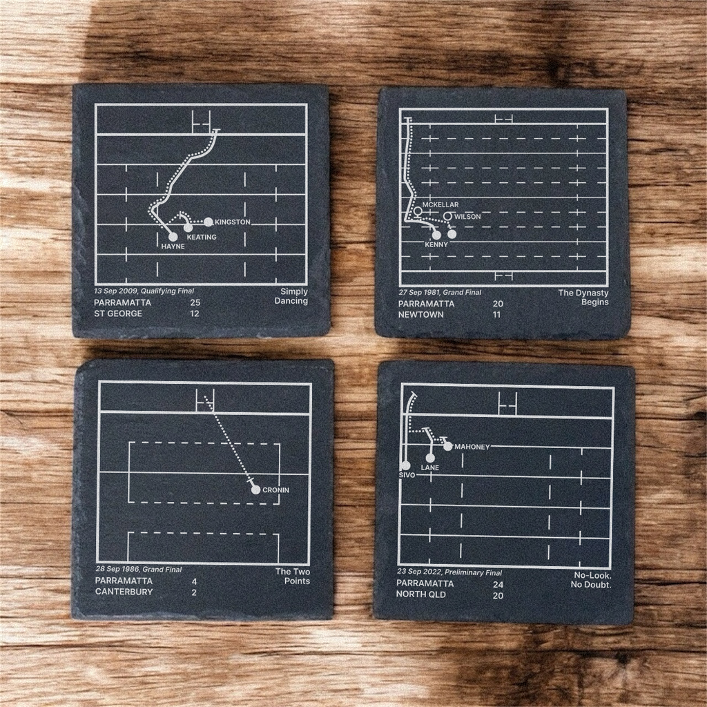 Parramatta Eels Greatest Plays – Slate Coasters (Set of 4)