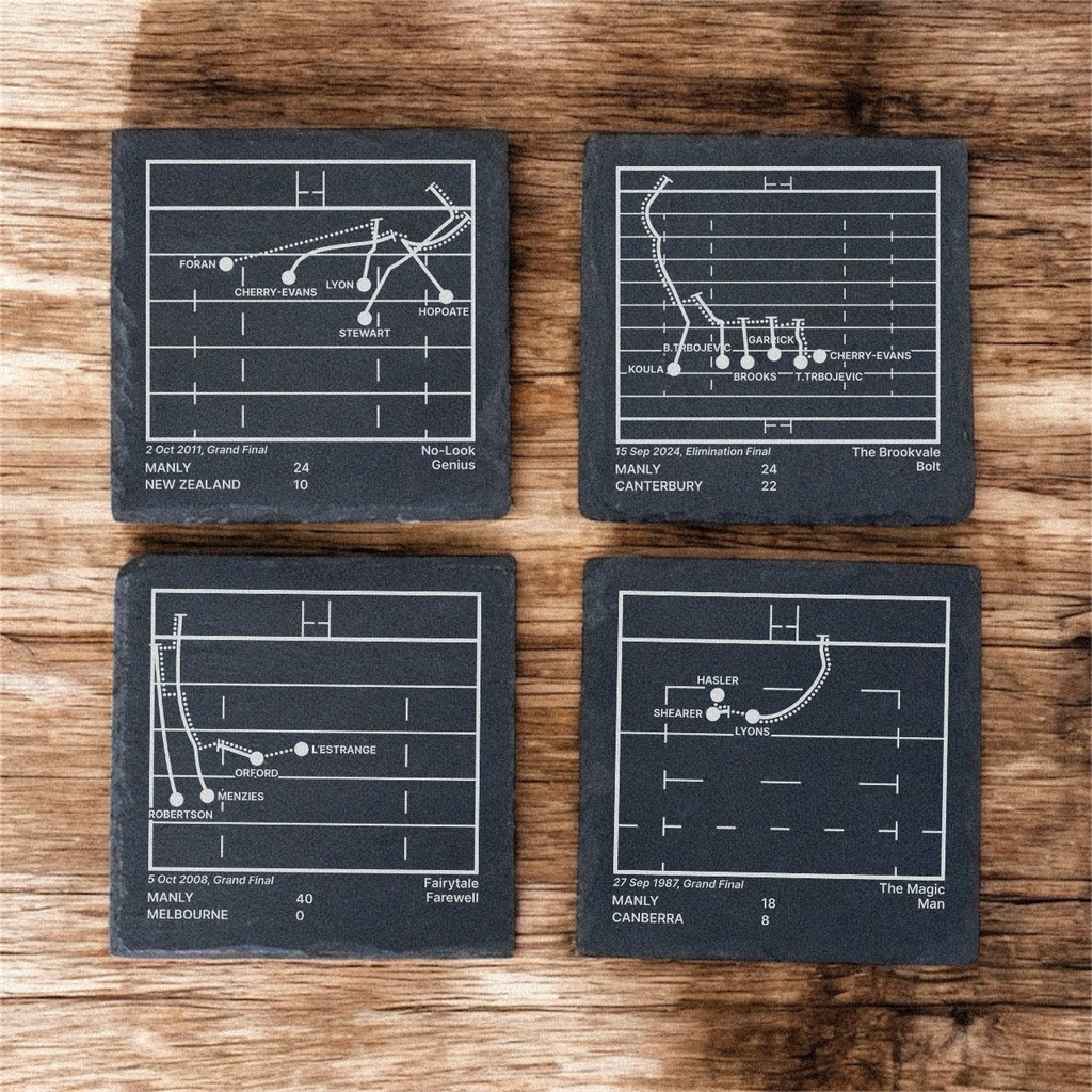Manly Sea Eagles Greatest Plays – Slate Coasters (Set of 4)