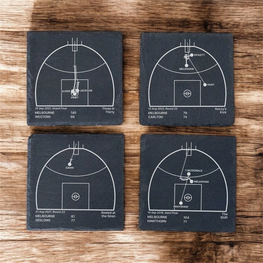 Melbourne Demons Greatest Plays – Slate Coasters (Set of 4)