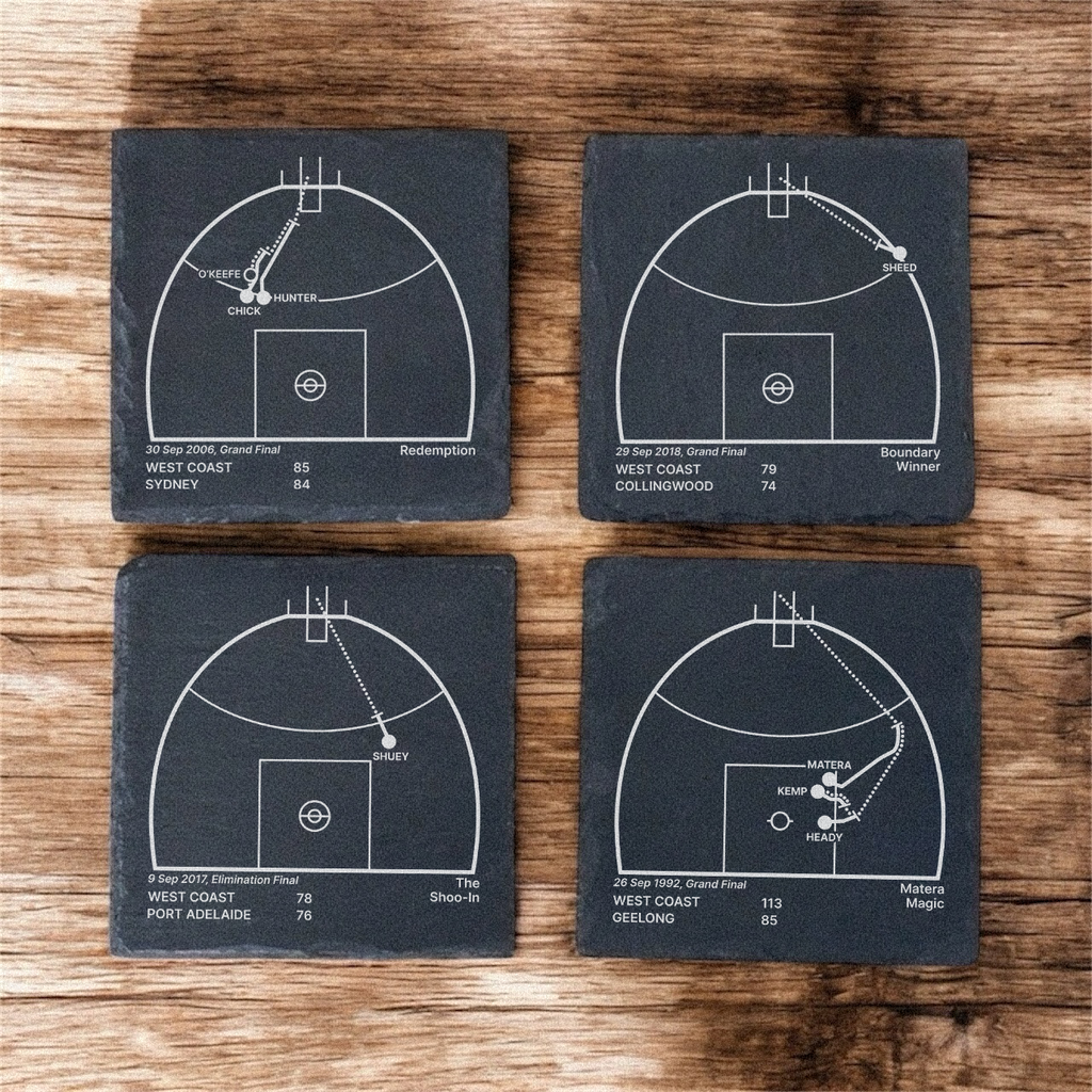West Coast Eagles Greatest Plays – Slate Coasters (Set of 4)